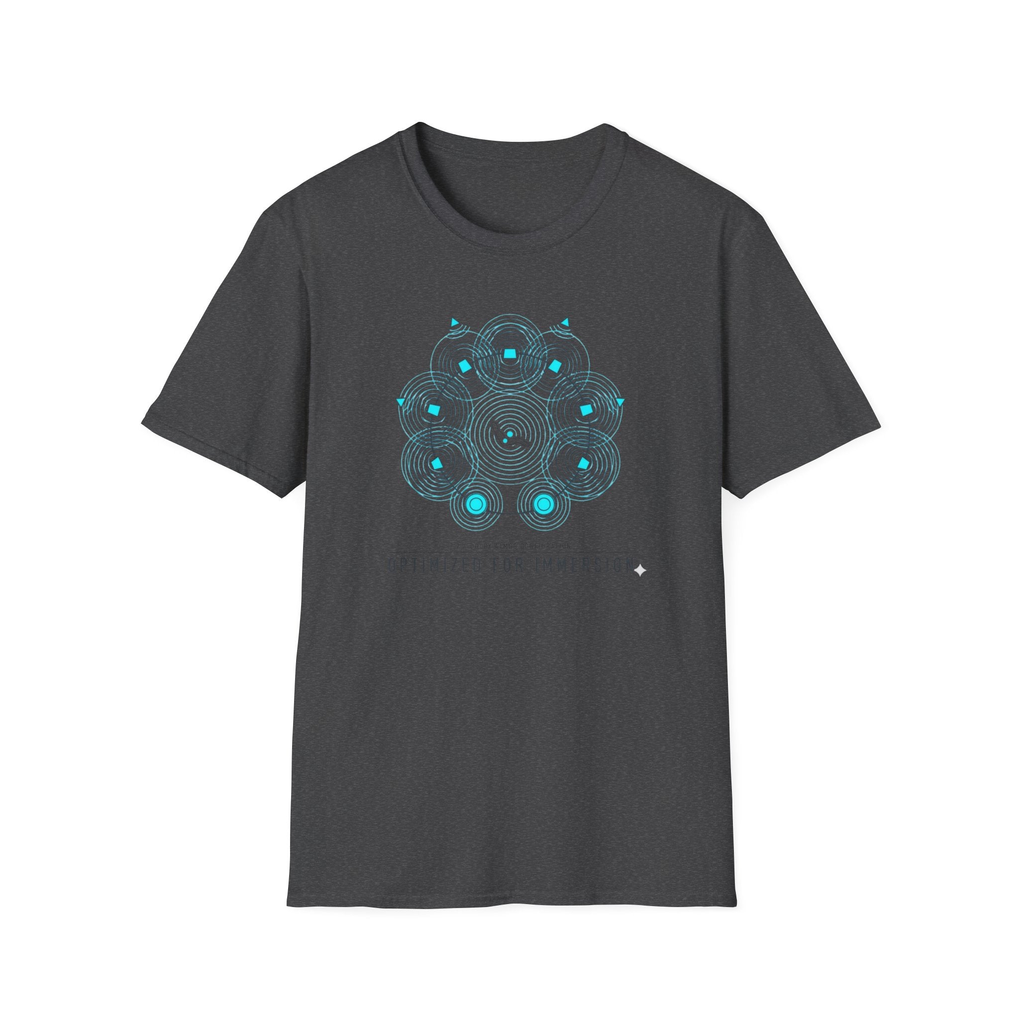 Geometric Mandala T-Shirt — Subtle Blue Circular Pattern