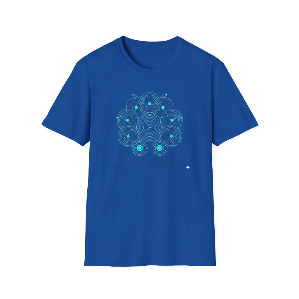 Geometric Mandala T-Shirt — Subtle Blue Circular Pattern