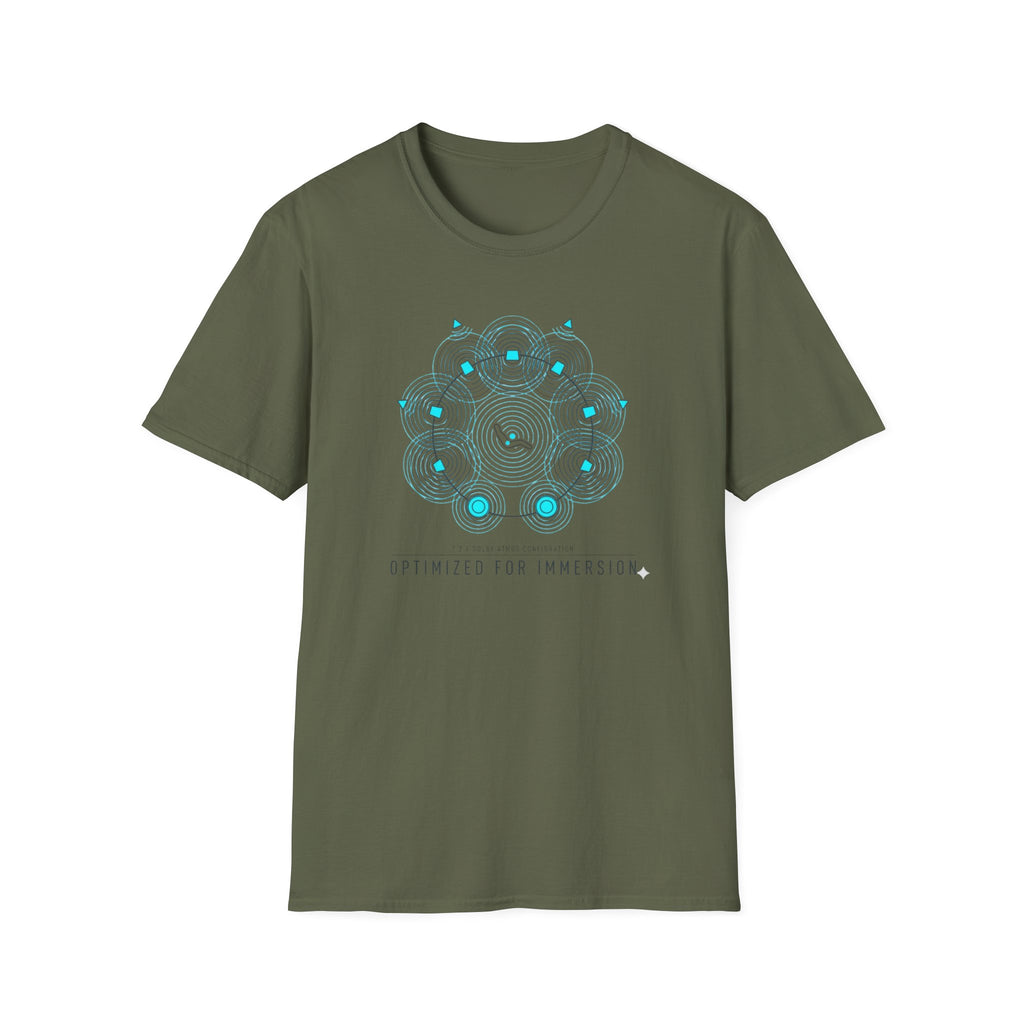 Geometric Mandala T-Shirt — Subtle Blue Circular Pattern