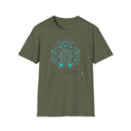 Geometric Mandala T-Shirt — Subtle Blue Circular Pattern