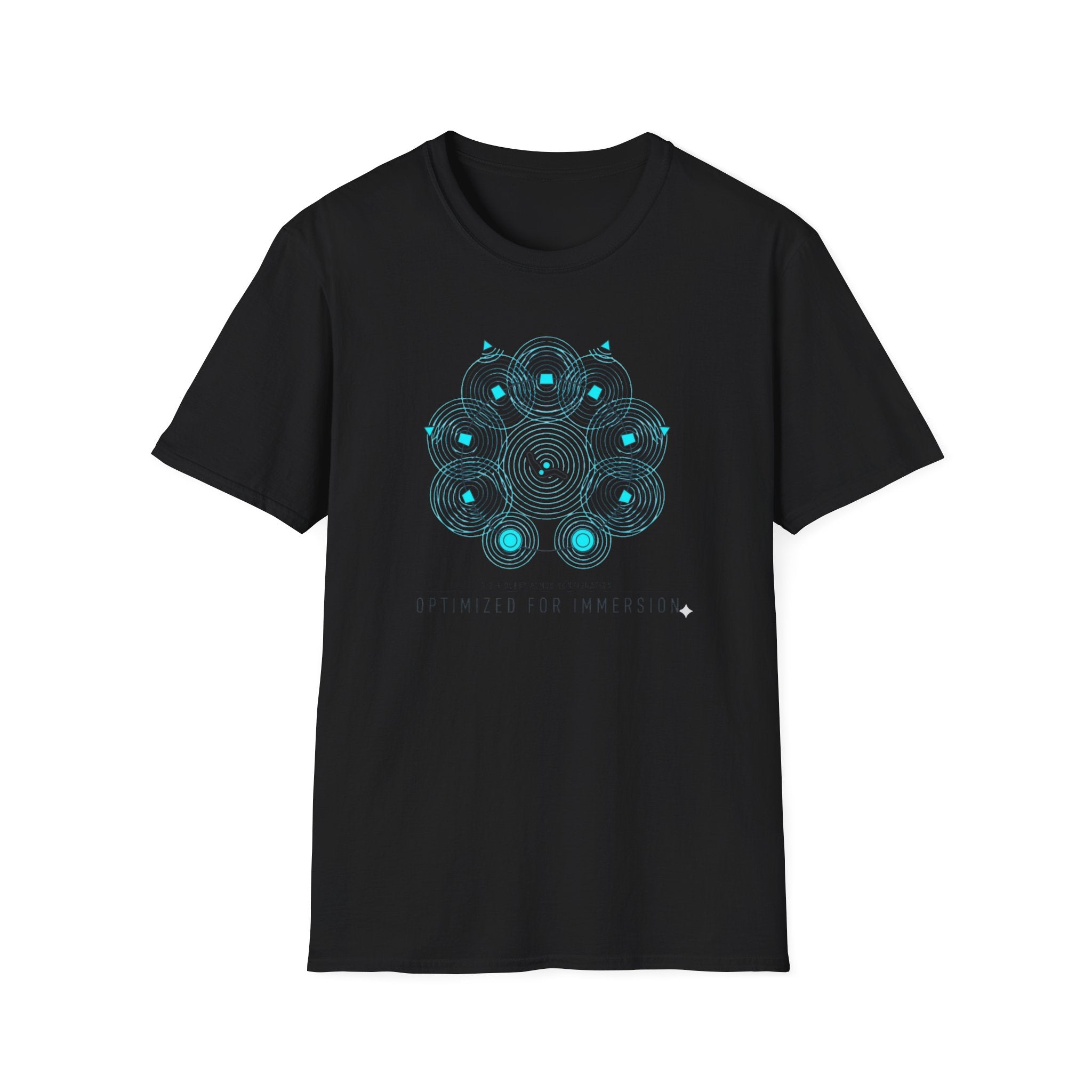 Geometric Mandala T-Shirt — Subtle Blue Circular Pattern