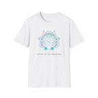Geometric Mandala T-Shirt — Subtle Blue Circular Pattern