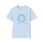 Geometric Mandala T-Shirt — Subtle Blue Circular Pattern