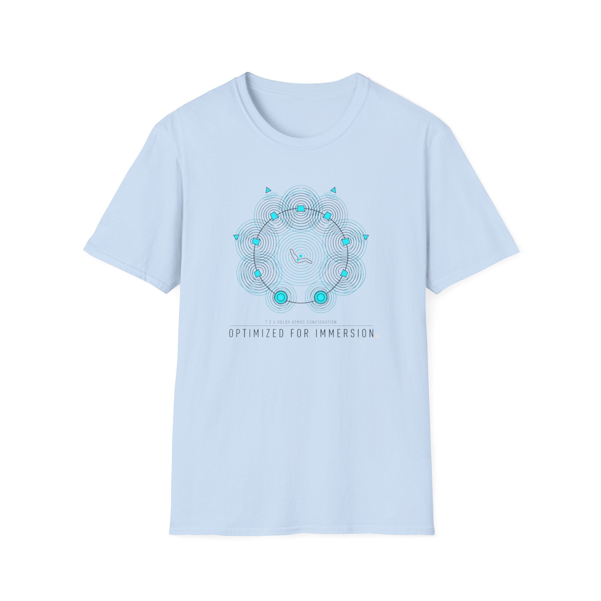 Geometric Mandala T-Shirt — Subtle Blue Circular Pattern